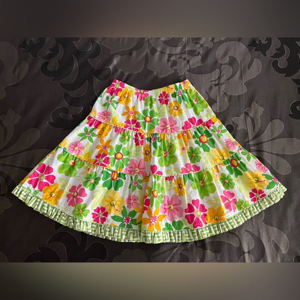 Beaux et Belles New Orleans Colorful Tiered Floral Ruffled Skirt Girls Size 8